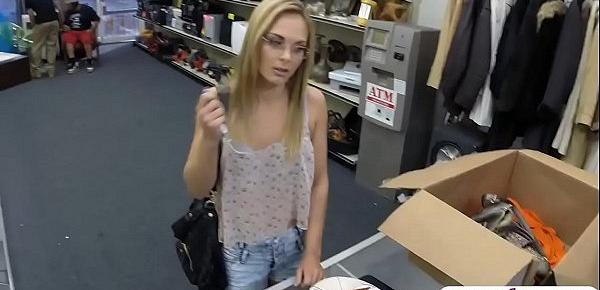  Petite blond babe rammed at the pawnshop